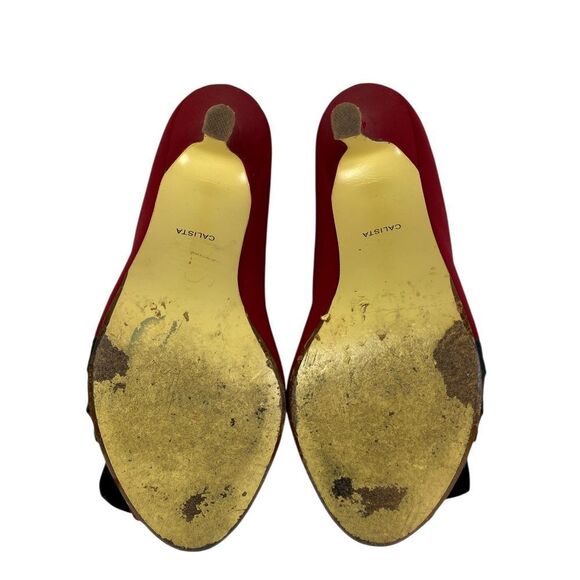 Michael Angelo 8M Red Satin Heels W/Big Black Rose Vintage Vibe Sexy - Picture 7 of 7